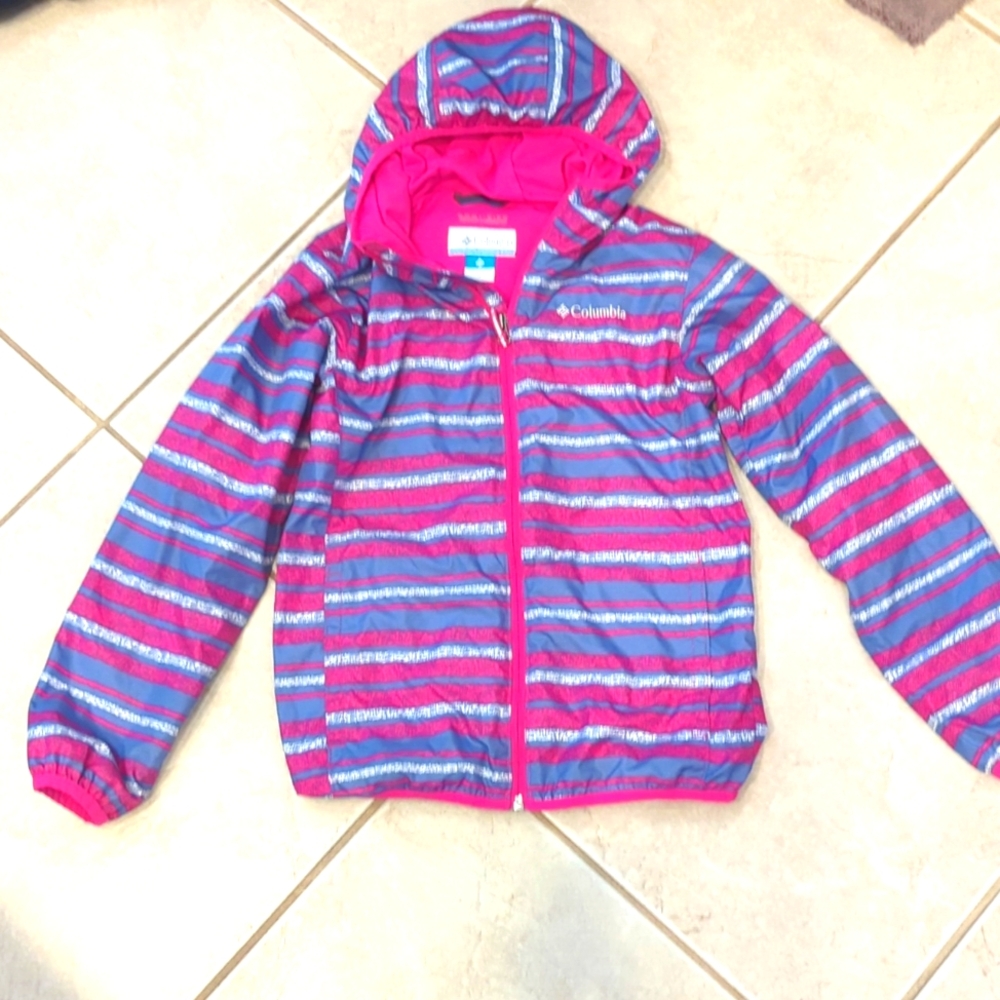 Girls size 10 medium Columbia pink purple light Omni-wick jacket rain coat